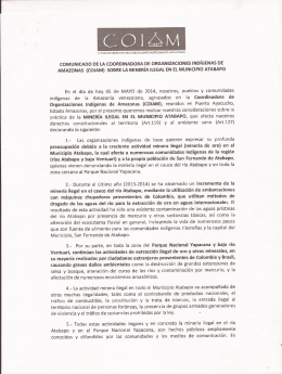 (COIAM) SOBRE LA MINERÍA ILEGAL EN El. MUNICIPIO ATABAP