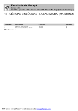 17 - CI&Ecirc;NCIAS BIOL&Oacute;GICAS - LICENCIATURA (MATUTINO