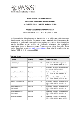 UNIVERSIDADE LUTERANA DO BRASIL Reconhecida pela