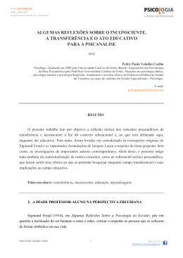 algumas reflex&otilde;es sobre o inconsciente, a transfer&ecirc;ncia e o ato