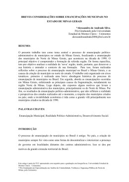 breves considerações sobre emancipações municipais no estado