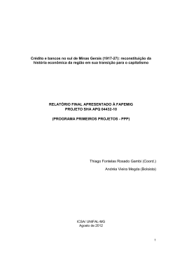 Cr&eacute;dito e bancos no sul de Minas Gerais (1917-27 - Unifal-MG
