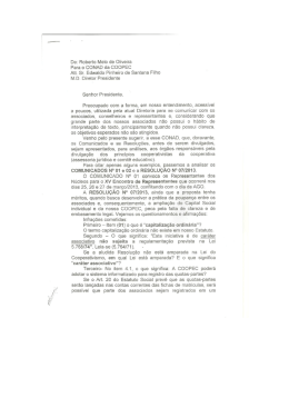 De: Roberto Melo de Oliveira Para o CONAD da COOPEC Att. Sr