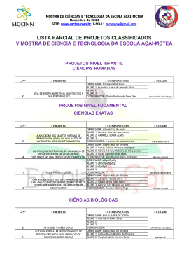 lista parcial dos projetos classificados