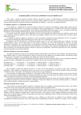 As radia&ccedil;&otilde;es, o n&uacute;cleo at&ocirc;mico e suas part&iacute;culas