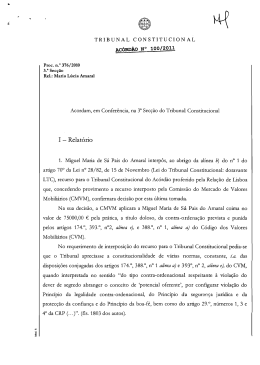 Ac&oacute;rd&atilde;o do Tribunal Constitucional de 16/02/2011 que