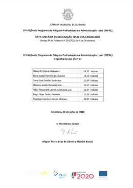 Lista unitária de ordenação final dos candidatos - Ref. C