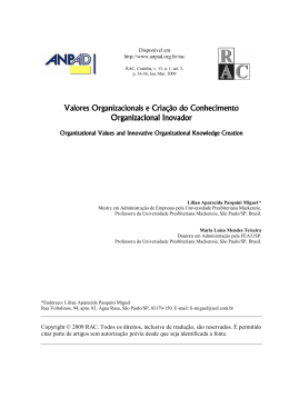 Valores Organizacionais e Cria&ccedil;&atilde;o do Conhecimento