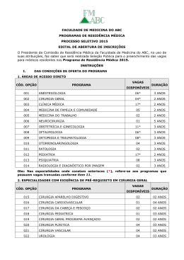 FACULDADE DE MEDICINA DO ABC PROGRAMAS DE