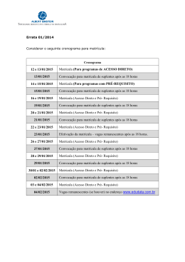 12 e 13/01/2015 Matr&iacute;cula (Para programas de ACESSO DIRETO