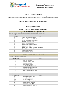 Anexo I - Resultado Final das Inscri&ccedil;&otilde;es Deferidas