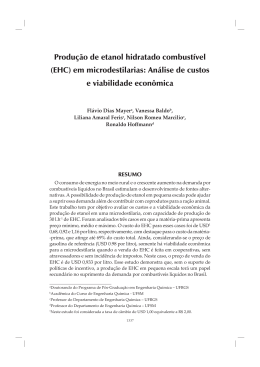 Produ&ccedil;&atilde;o de etanol hidratado combust&iacute;vel (EHC) em