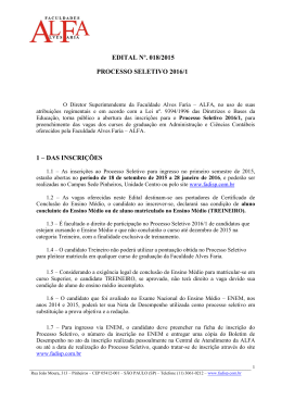 Edital Processo Seletivo 2016/1 nº 18-2015