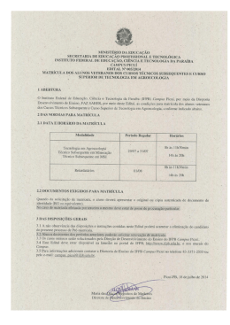 Edital de Matrícula dos Alunos Veteranos dos Cursos