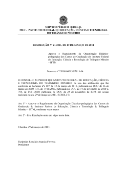 SERVI&Ccedil;O P&Uacute;BLICO FEDERAL MEC - INSTITUTO FEDERAL