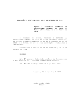 RESOLUÇÃO Nº 159/2012-CEPE, DE 29 DE NOVEMBRO DE 2012