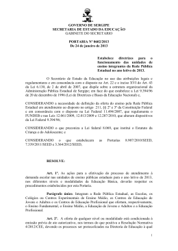 GOVERNO DE SERGIPE SECRETARIA DE ESTADO DA