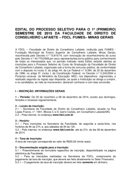 EDITAL DO PROCESSO SELETIVO PARA O 1&ordm; (PRIMEIRO