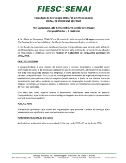 Faculdade de Tecnologia SENAI/SC em Florian&oacute;polis EDITAL DE
