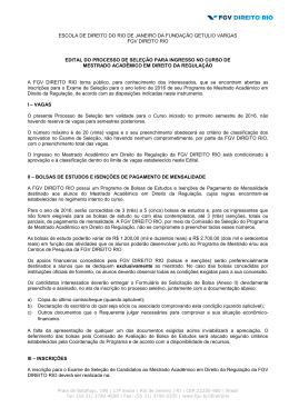 Edital do Mestrado 2016 - FGV Direito Rio