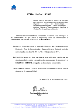 Edital UnC 114 2010 alteração período de inscrições do MESTRADO