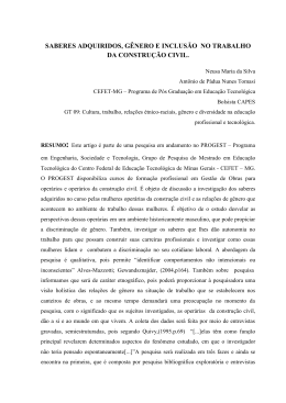 saberes adquiridos, g&ecirc;nero e inclus&atilde;o no trabalho da constru&ccedil;&atilde;o civil.