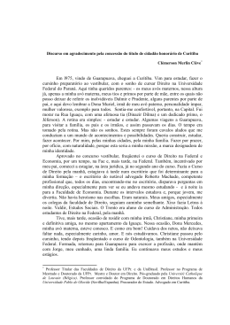 Discurso em agradecimento pela concess&atilde;o do t&iacute;tulo de