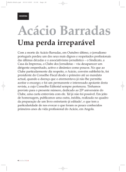 Ac&aacute;cio Barradas Uma perda irrepar&aacute;vel
