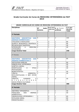 Grade Curricular do Curso de MEDICINA VETERIN&Aacute;RIA da FAIT 2015