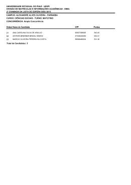 2&ordf; convoca&ccedil;&atilde;o lista de espera 2015