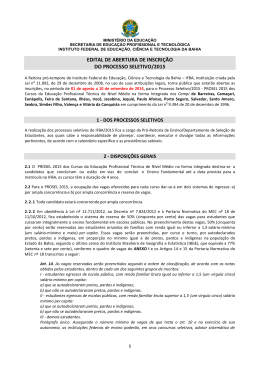 EDITAL DE ABERTURA DE INSCRI&Ccedil;&Atilde;O