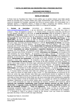 Edital de Abertura de Processo Seletivo para Vagas Remanecentes
