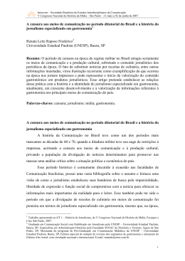 A censura aos meios de comunica&ccedil;&atilde;o no per&iacute;odo ditatorial