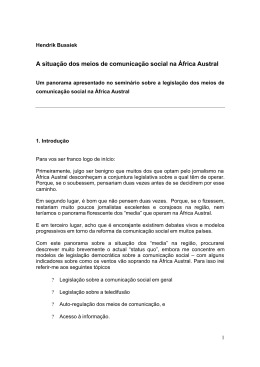 A situa&ccedil;&atilde;o dos meios de comunica&ccedil;&atilde;o social na &Aacute;frica Austral