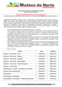 PREFEITURA MUNICIPAL DE MAT&Otilde;ES DO NORTE CNPJ: 01.612