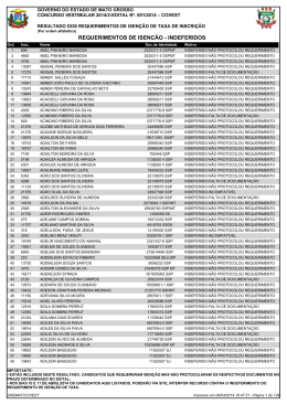 REQUERIMENTOS DE ISENÇÃO