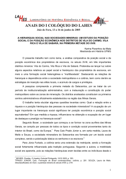 A hierarquia social nas sociedades mineiras