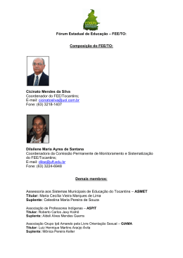 F&oacute;rum Estadual de Educa&ccedil;&atilde;o &ndash; FEE/TO: Composi&ccedil;&atilde;o do FEE