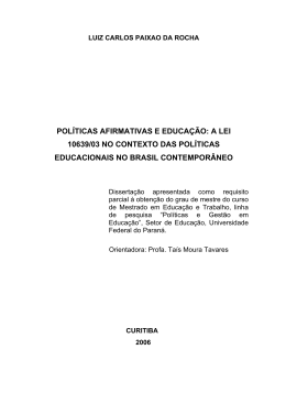 pol&iacute;ticas afirmativas e educa&ccedil;&atilde;o: a lei 10639/03 no contexto das