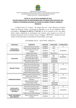 EDITAL N&deg; 124, DE 06 DE DEZEMBRO DE 2013 SELE&Ccedil;&Atilde;O