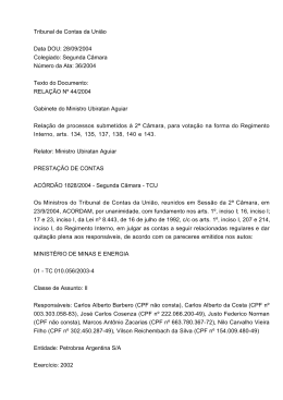 Segunda C&acirc;mara - Tribunal de Contas da Uni&atilde;o