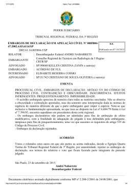 PODER JUDICIÁRIO TRIBUNAL REGIONAL FEDERAL DA 3ª