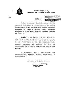 PODER JUDICIÁRIO TRIBUNAL DE JUSTIÇA DE SÃO PAULO