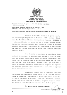 ESTADO Do PIAUÍ PODER JUDICIÁRIO TRIBUNAL DE JUSTIÇA