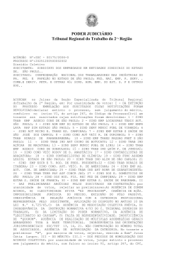 PODER JUDICIÁRIO Tribunal Regional do Trabalho da 2