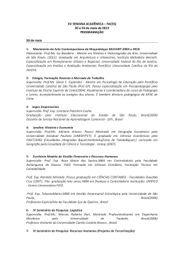 XV SEMANA ACAD&Ecirc;MICA &ndash; FACEQ 20 a 24 de maio de