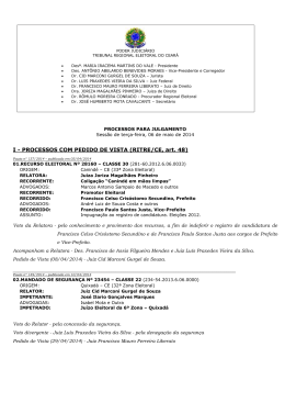 I - PROCESSOS COM PEDIDO DE VISTA (RITRE/CE, art. 48)