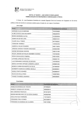 Homologação de Inscrições - Disponibilizado em 24/02/2015