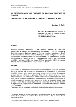 AS ESPECIFICIDADES DAS PATENTES DO MATERIAL GENETICO