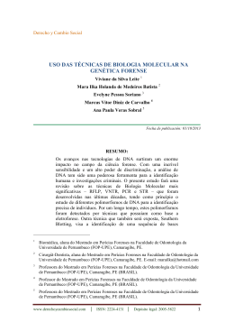 uso das t&eacute;cnicas de biologia molecular na gen&eacute;tica forense